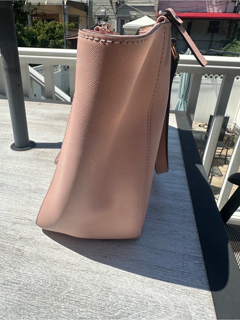 Kate Spade New York Large Saffiano Leather Zip Top Tote Bag Blush Pink - Picture 8 of 9